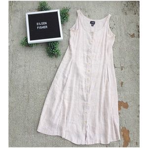 Eileen Fisher Linen Blend Button Sleeveless Dress